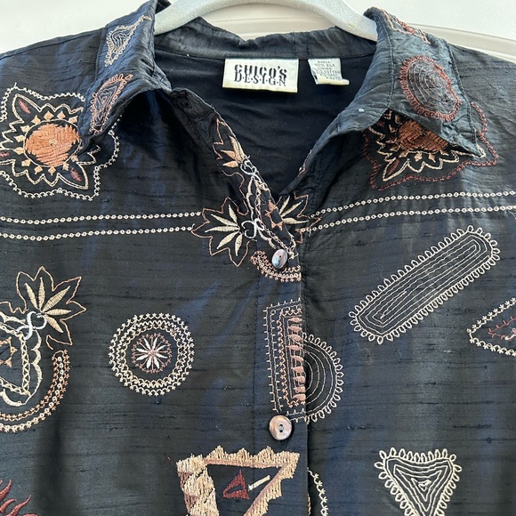 Vintage Chicos 100% Silk Fully Embroidered Jacket. Size 2. 80’s. Golden Girls. - Picture 5 of 13